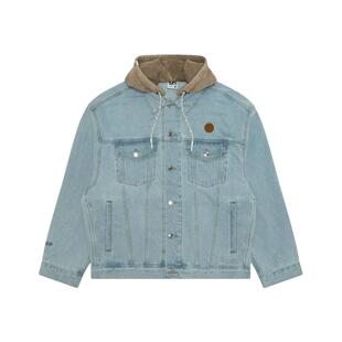 Aape旗舰店男装秋冬可拆卸帽小标徽章翻领牛仔夹克外套7730XAP