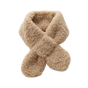 小个子可爱毛绒围脖 软糯柔软少女短小围巾交叉纯色学生亲子