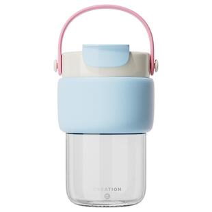 万兀吸管杯子女高颜值水杯便携夏天外出大容量新款塑料泡茶咖啡杯