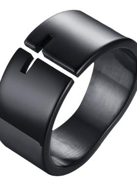 泰爱你黑色简约镂空十字架戒指