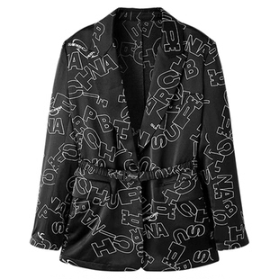 春秋宽松满印西装西服上衣外套 2025宁波鸟撤柜女装 剪牌青仓L454