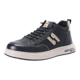 蜘蛛王高帮加绒真皮板鞋男2024冬季高级感软底软面休闲鞋韩版潮