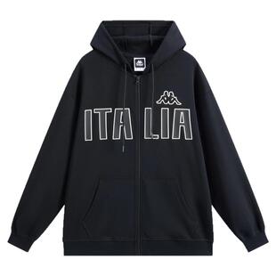 Kappa卡帕运动外套男春季新款美式复古针织情侣宽松连帽卫衣女款