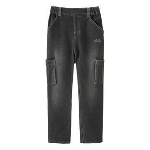 男童针织裤子仿牛仔裤春秋ELLE童装kids儿童运动裤中大童弹力裤潮