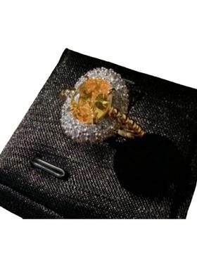金丝雀碧玺胖嘟嘟宝石戒指 星河璀璨 镀18K金 鹅黄锆石冰花切戒指