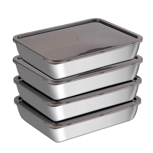 316不锈钢方盆带盖长方形备菜盆食品级方盘保鲜盒摆摊专用方盒子