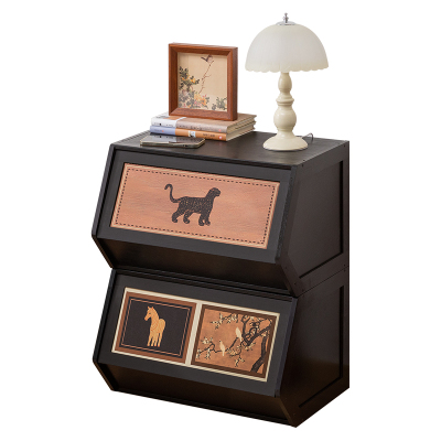 床头柜子置物架小型中古风