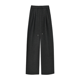 SEAWHEN海维恩老钱风长款通勤休闲裤女醋酸羊毛加绒保暖直筒裤