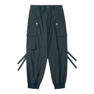 Unvesno (UN)  飞行日记秋季纯色束脚飘带休闲工装长裤宽松无性别