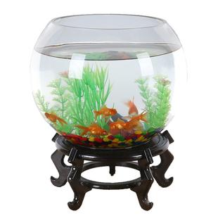 金鱼缸圆形透明玻璃大号乌龟缸加厚办公室鱼缸客厅招财创意生态缸