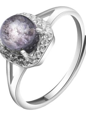 梦克拉s925银镶嵌发晶戒指 享爱 女款水晶指环