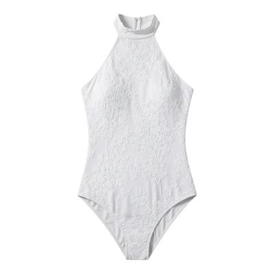 白色烧花挂脖芭蕾舞服女