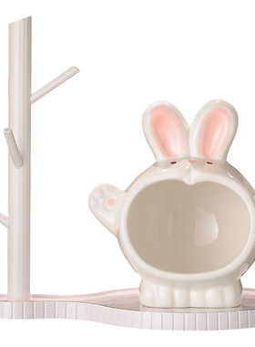 钥匙收纳兔子摆件玄关入户轻奢现代创意门口鞋柜桌面置物架装饰品