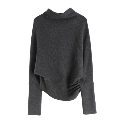 堆堆荡领毛衣蝙蝠长袖不规则收腰