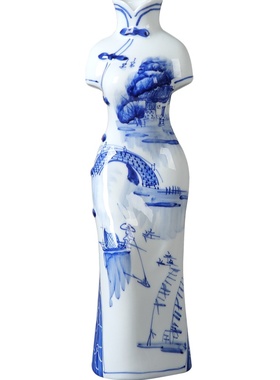 手绘人物新中式风家居客厅陶瓷器