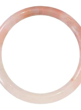 天然桃花酿手镯金丝玉细圆条新中式少女款美人条玉石粉色手镯送礼