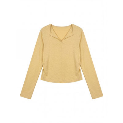 大眼LARGE EYE 轻氧出行 春季鹅黄显白长袖小个子T恤减龄高级感