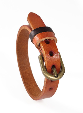 百搭牛皮手环情侣简约手链腕带