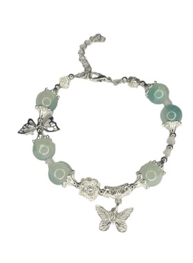 玻璃新款闺蜜甜美渐变爆花琉璃串珠小众设计蝴蝶轻奢手饰高颜手链