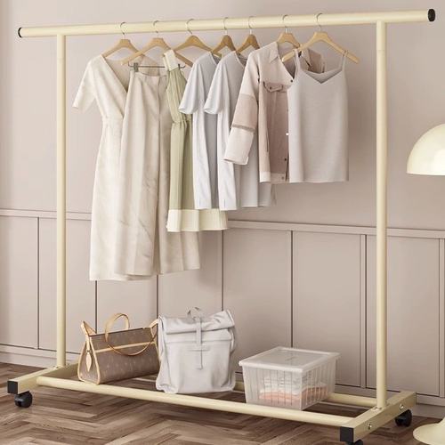 晾衣架落地家用卧室奶油风挂室内折叠凉晒宿舍移动衣帽架衣服简易