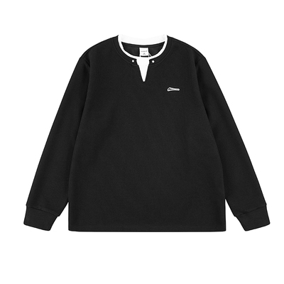 黑劲大码男装假两件卫衣