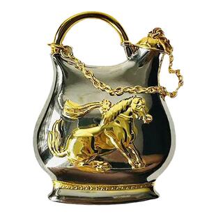 西安文创纪念品博物馆文物复刻立体鎏金舞马衔杯纹银壶冰箱贴唐诡