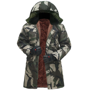 冬季中长款棉大衣男加绒加厚迷彩棉袄女冷库防寒保暖劳保工作棉服