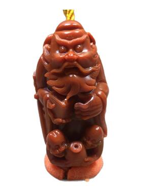 天然南红玛瑙钟馗把件摆件苏工