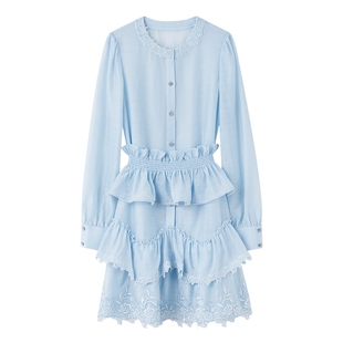 MISSCOCOON钩织玫瑰花边连衣裙可拆衣领两穿送内搭吊带春款