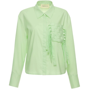 宝姿PORTSPURE女装舒适经典淡人穿搭可拆卸编织口袋衬衫