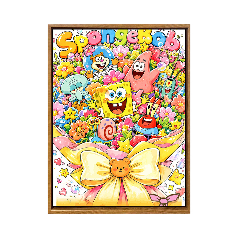 多巴胺海绵宝宝卡通花束数字油画