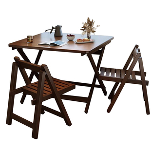 全实木折叠桌正方形可折叠小餐桌家用小户型四方桌子中古风吃饭桌