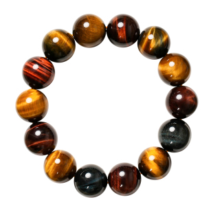 收藏级天然彩虎眼石手串蓝黄红虎晴石珠子散珠串珠手链木变石闪电