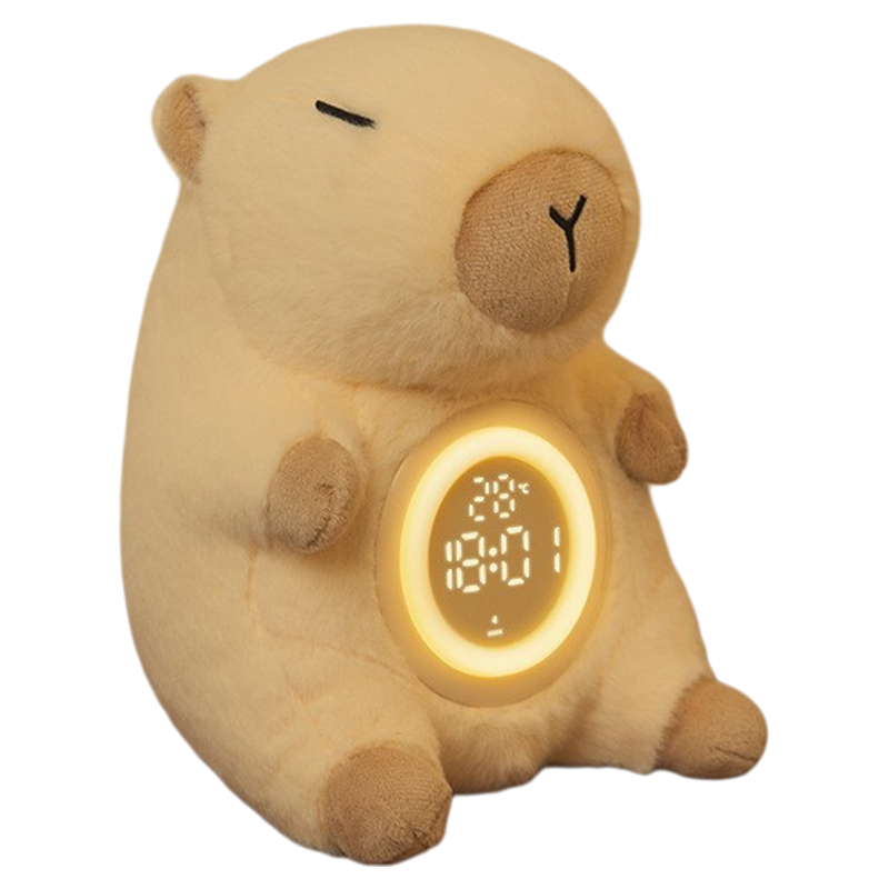 卡皮巴拉毛绒震动闹钟小夜灯充电