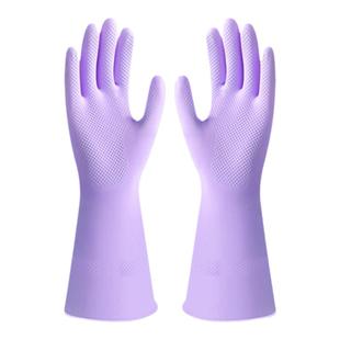 舒意丁腈洗碗家务手套加长薄款耐磨耐用钻石纹防滑厨房洗碗清洁