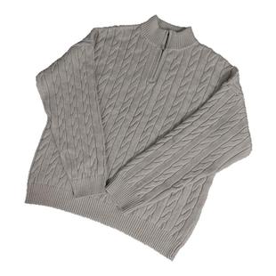 RTIMFD 复古浮雕绵毛马术麻花拉链毛衣 os老钱慵懒粗针立领针织衫