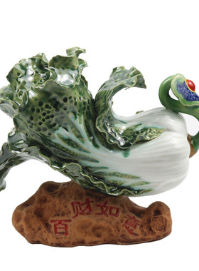白菜风水吉祥物公仔摆件石湾陶瓷