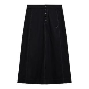 agnes b女装SPORT b.纯棉斜纹拉链裙中长款半身裙新款百搭a字显瘦