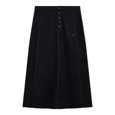 agnes b女装SPORT b.纯棉斜纹拉链裙中长款半身裙新款百搭a字显瘦