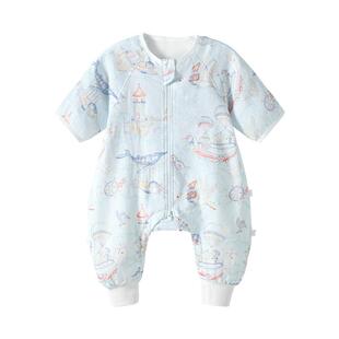 贝肽斯[凉荷]婴儿睡袋薄款春夏季纱布宝宝儿童分腿防踢被四季通用