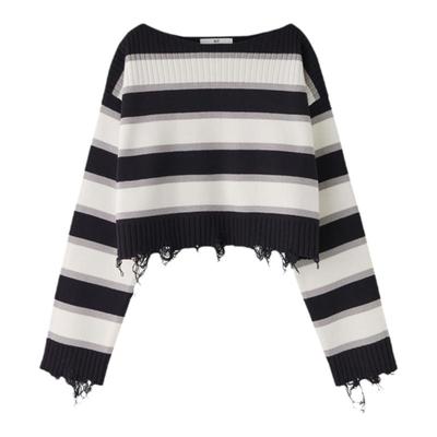 sly甜美日系撞色条纹针织衫毛衣