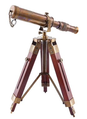 美式复古黄铜望远镜客厅桌面摆件