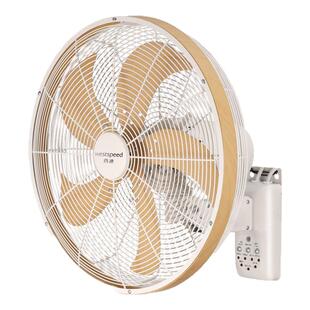 新款壁挂式金属壁扇复古白色木纹电风扇商用挂墙遥控金属叶中古风