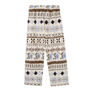 JoyceBra冬季费尔岛提花珊瑚绒睡裤女可外穿加厚保暖遛弯家居长裤
