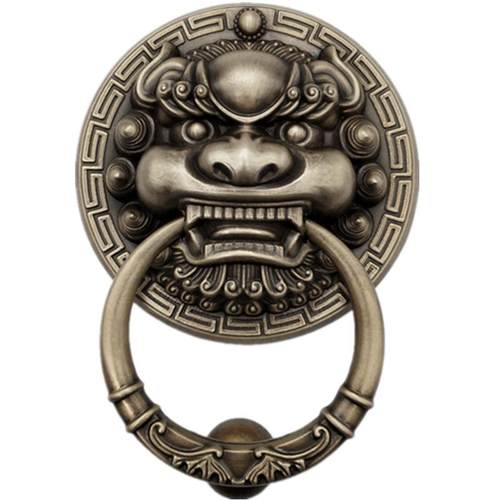 中式仿古纯铜大门兽头门环黄铜狮子头虎头麒麟头把手铁门木门拉手