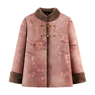 洋气奶奶立领加绒加厚春节喜庆棉服老年人老太太棉袄冬装外套60岁