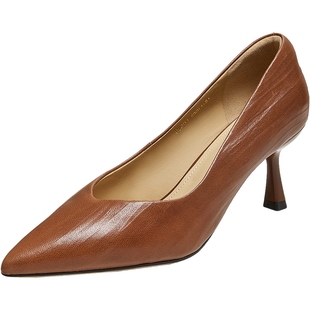 TATA他她女鞋焦糖可可2025秋时尚简约气质女浅口单鞋新款UCS03CQ5