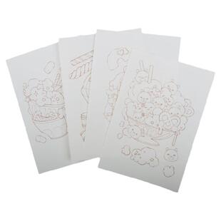 水彩线稿本 宝虹细纹 黑猫薄荷糖甜品线稿 棒棒糖棉花糖 三彩禾