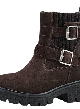 艾今26春新品9.5cm双搭扣袜靴女