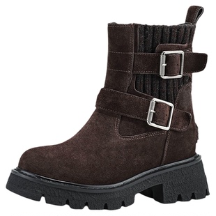 iiJin艾今26春新品9.5cm超轻厚底内增高显瘦袜靴马丁靴子女559NTH